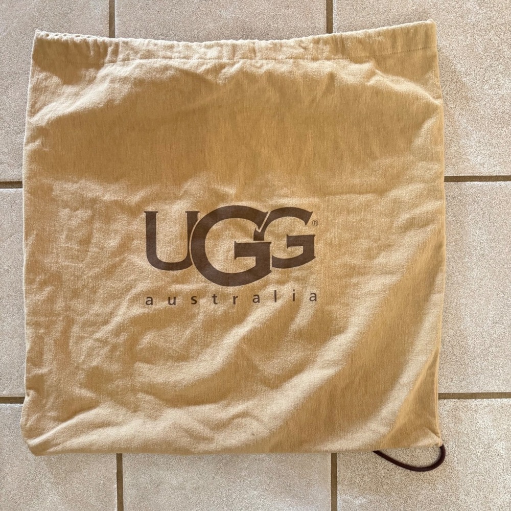 VTG UGG Australia Drawstring Dust Bag Tan Canvas Storage Pouch 23"x22.5"